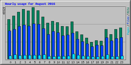 Hourly usage for August 2016